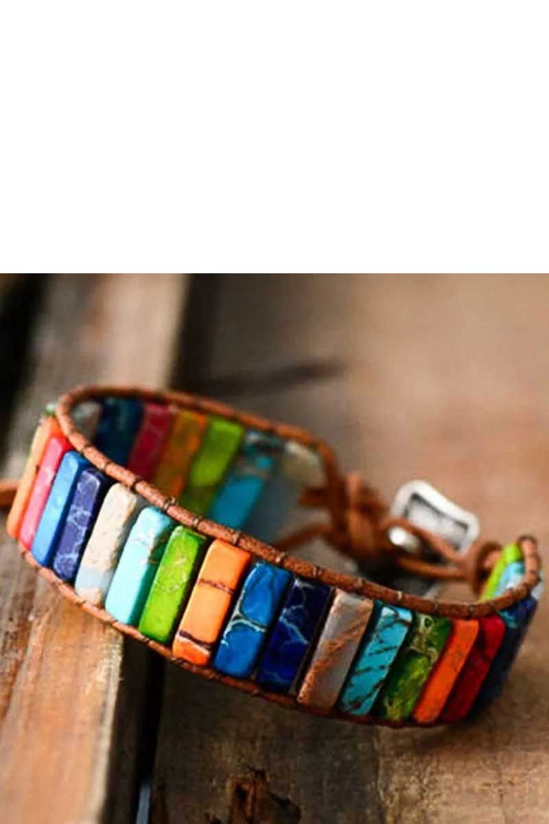 Sunflower Colorful Stone Beaded Wrap Bracelet - Seldom Seen Styles