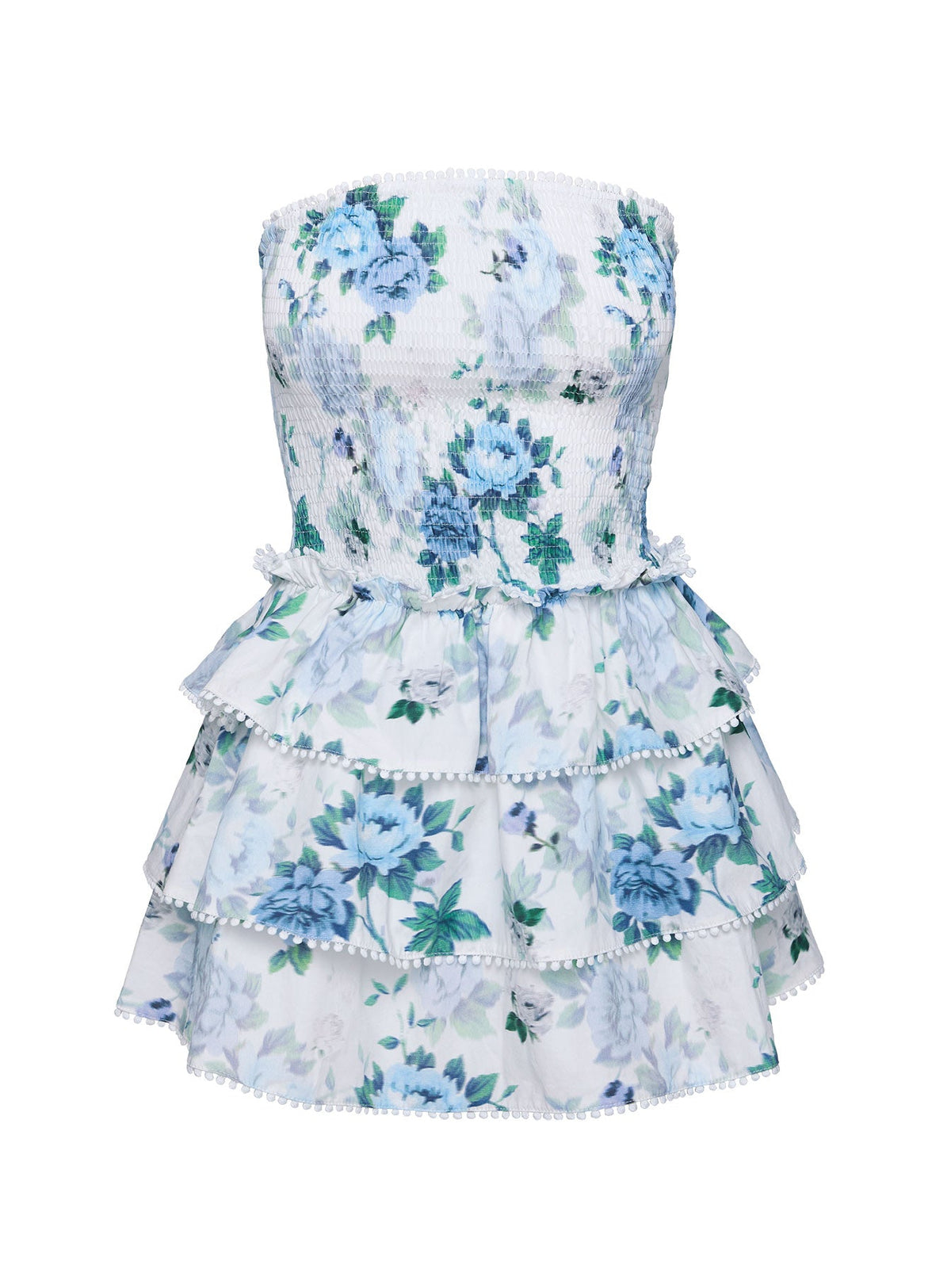 Sunkiss Frill Mini Dress White / Blue - Seldom Seen Styles