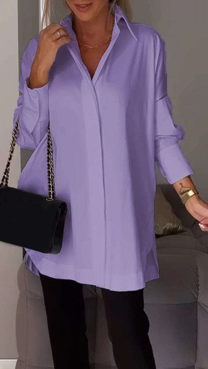 White Lapel Slit Shirt - Seldom Seen Styles