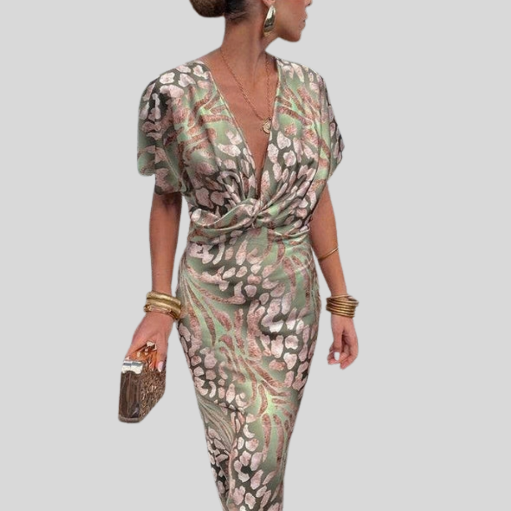 Women's Brown Graceful V Neck Maxi Dress Elegant Flowing Silhouette Lightweight Occasion Dress for Brunch Wedding Guest Evening Party Plus Size S-3XL - Seldom Seen Styles