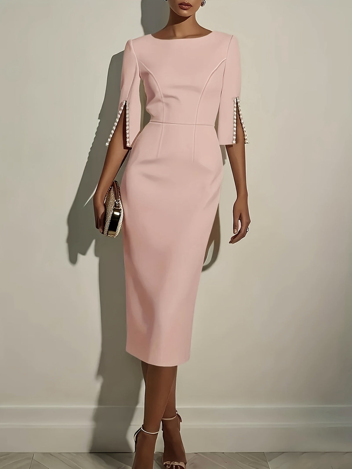 Women's Elegant Midi Dress Slim Fit Office Pencil Dress for Work - Seldom Seen Styles