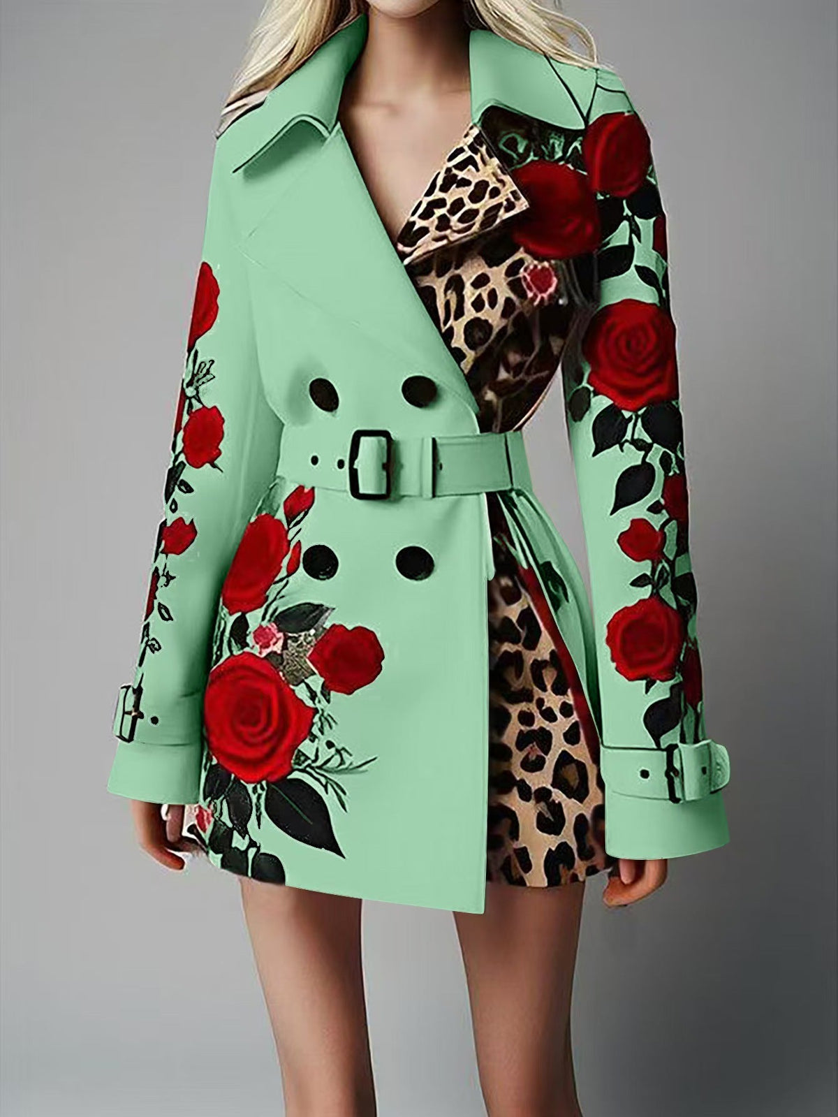 Women's Fashion Temperament Printed Turn-down Collar Coats - Seldom Seen Styles