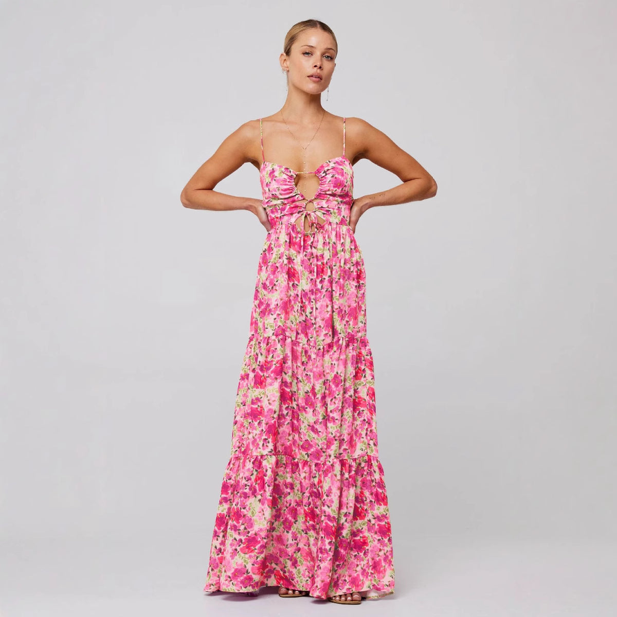Women's Floral Print Maxi Dress Spaghetti Strap Boho Dress Cutout Summer Beach Dress Vacation Resort Wear - Seldom Seen Styles
