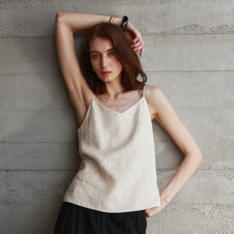 Women’s Linen V-Neck Camisole Top - Seldom Seen Styles