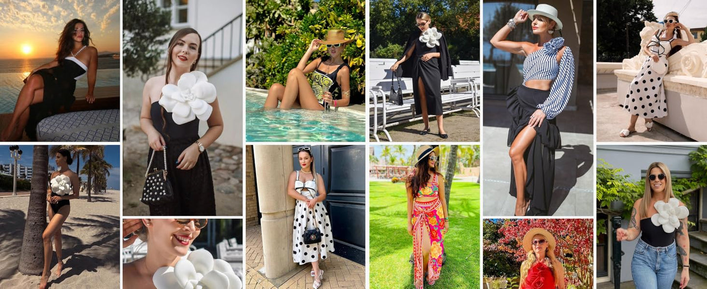 Women's One Piece Bathing Suit Petal Hollow V Neck Swimsuit and Skirt - Seldom Seen Styles