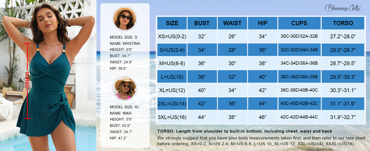 Women's One Piece Tummy Control Swimsuit Gold Metal Tie Knot Swim Dress Beach Vacation Bathing Suit - Seldom Seen Styles