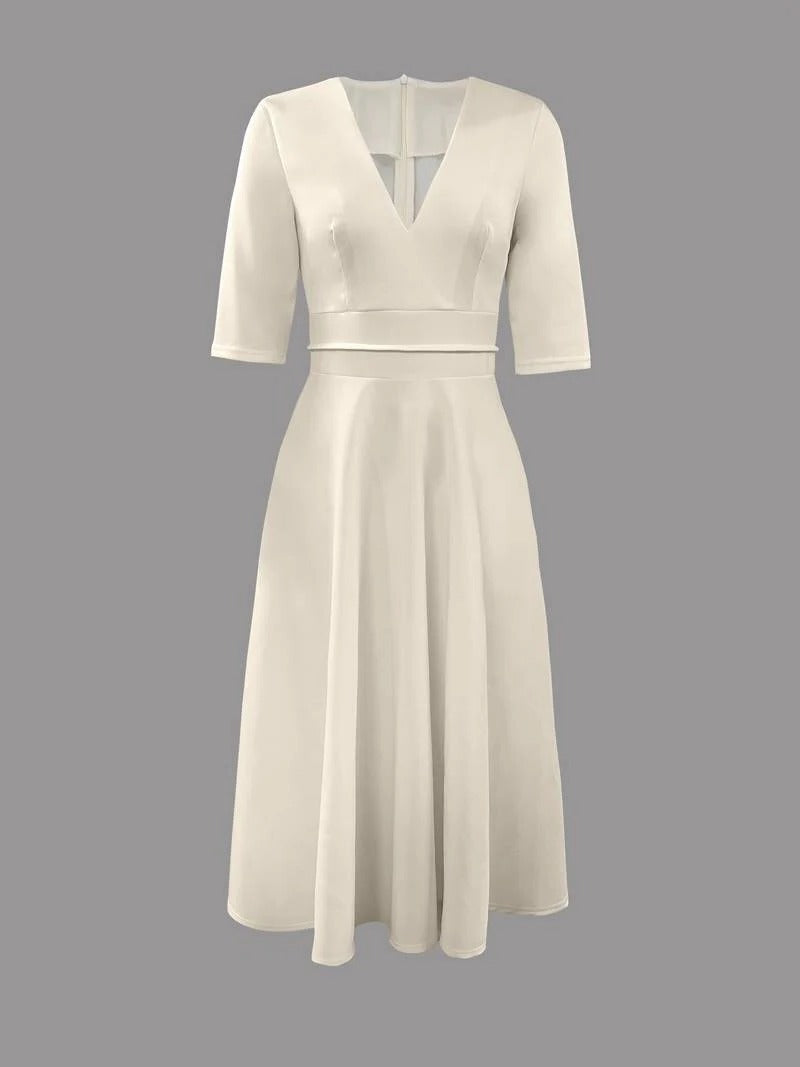 Women's V Neck Midi Dress Relaxed Fit Casual Summer Vacation Everyday Dress - Seldom Seen Styles