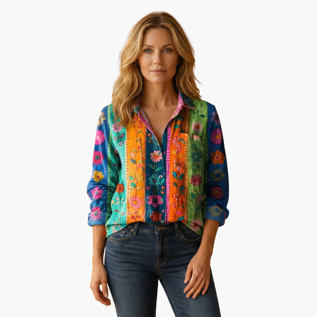 Women’s Button-Down Shirt with Classic Collar and Long Sleeves - Seldom Seen Styles