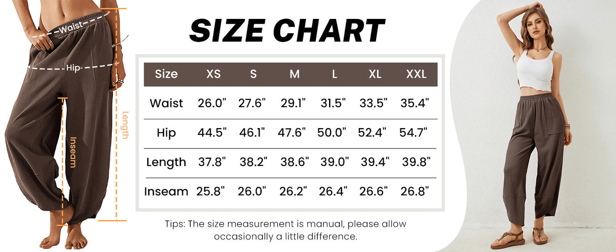 Womens Baggy Wide Leg Pants Casual Elastic Waisted Palazzo Harem Pants with Pockets Baggy Sweatpants Teacher Outfits Bohemian Trousers Loose Wideleg Bottom - Seldom Seen Styles