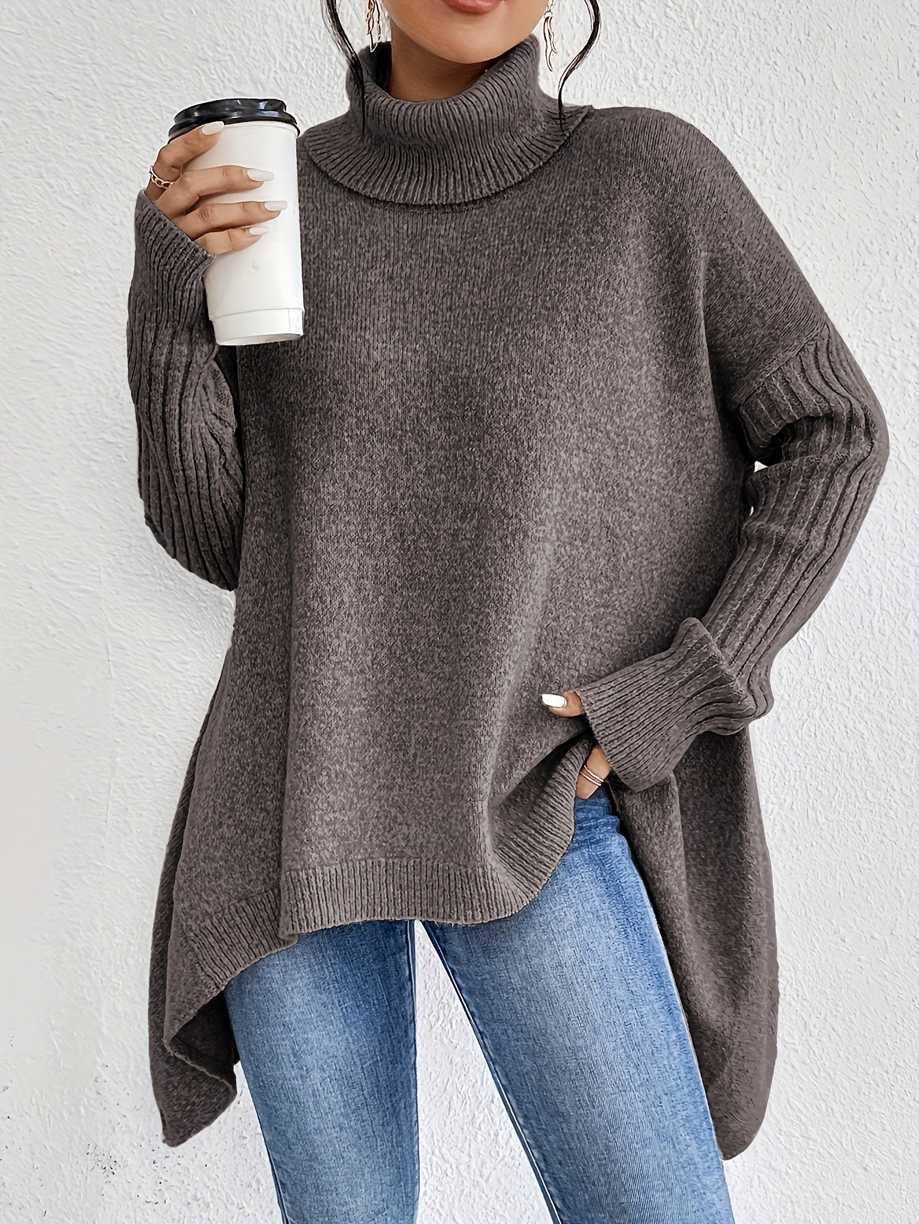Women's Oversized Sweater Turtleneck Long Sleeve Casual Knit Tunic Pullover Sweaters Tops 2025 Fall Winter Outfits - Seldom Seen Styles