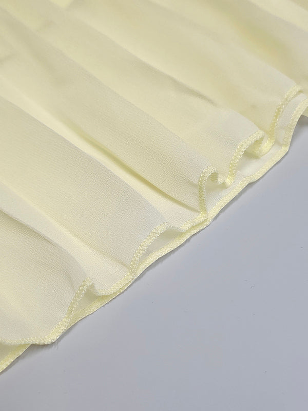 Sleeveless Gauze Pleated Solid Color Split-Joint Boat Neck Evening Dresses Maxi Dresses - Seldom Seen Styles