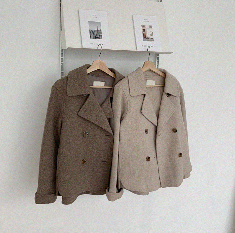 Short Wool Coats for Women Fall Winter Cropped Trench Coat Pea Coats Tweed Blazer Jacket