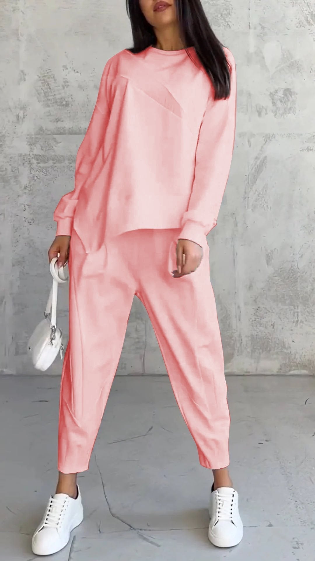 Casual Round Neck Long Sleeve Two Piece Suit - MYSTERYBOXS