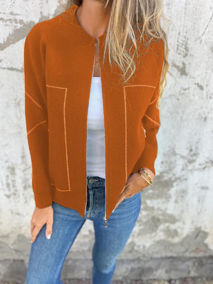 Casual Round Neck Zipper Thin Jacket - Seldom Seen Styles
