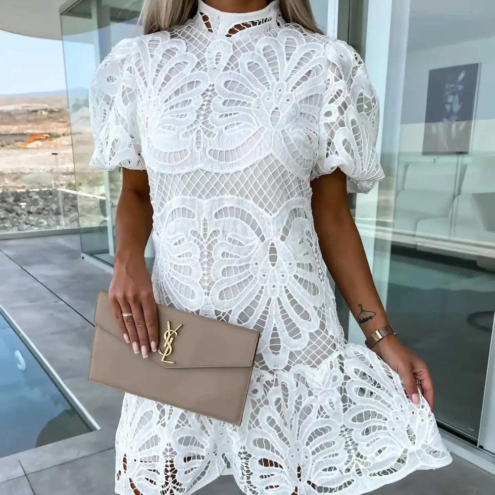 Laura | Women's Puff Sleeve Fit & Flare Mini Dress - Seldom Seen Styles
