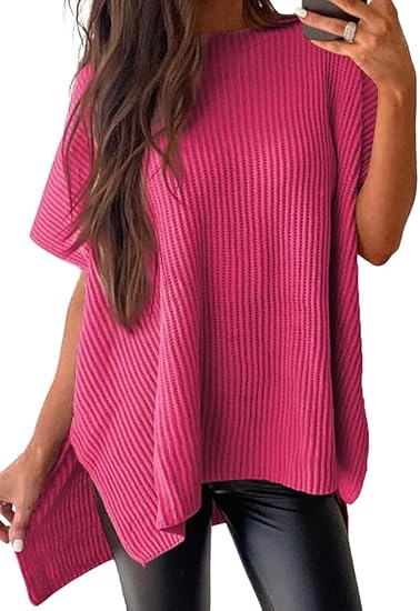 Oversized Knit Top Short Sleeve Sweater | Women's Clothing - Seldom Seen Styles
