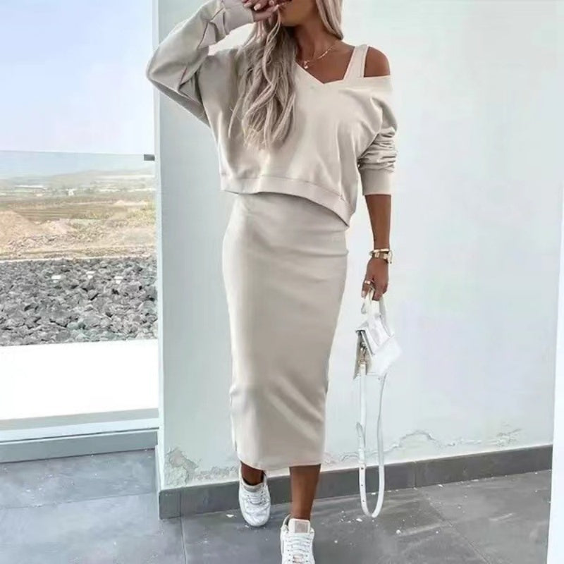 🌸HOT SALE 50% OFF🌸Women's 2-Piece Set Sleeveless Dress & Loose V-Neck Pullover - Seldom Seen Styles