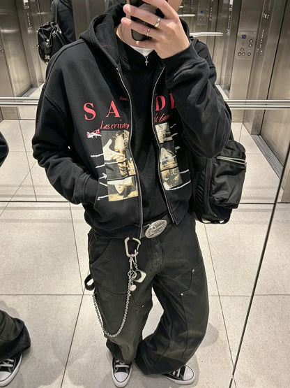 Sade "Les Crimes De L'Amour" Distressed Zip Hoodie
