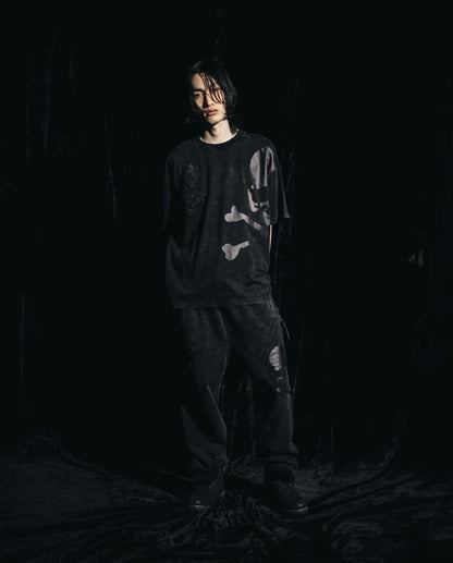 LEATHER STA PATCH SKULL RELAXED FIT TEE