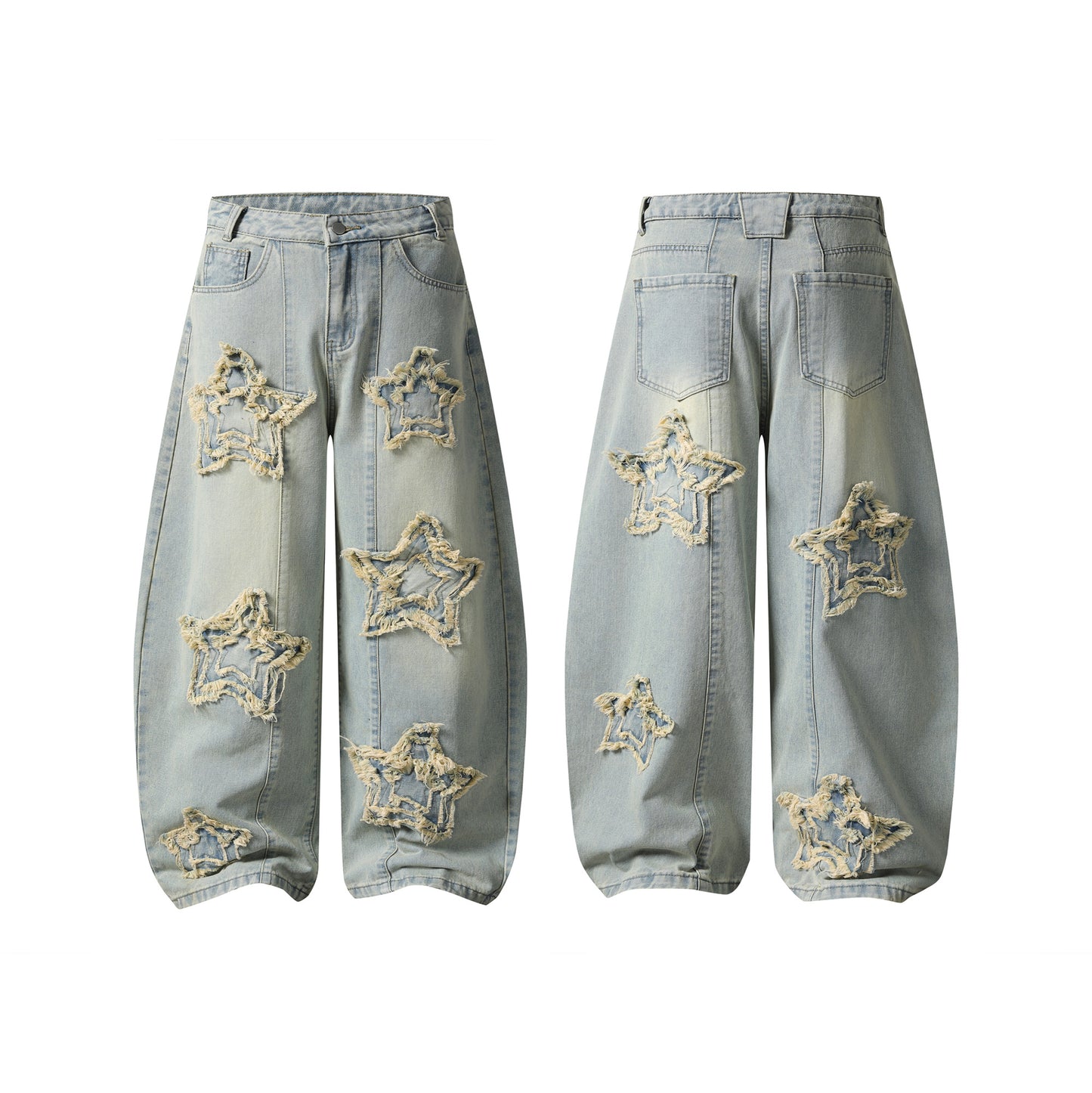 Fray Star Wide Leg Jeans - Front View