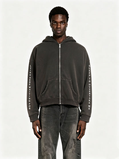 Enfants Riches Deprimes ERD x Nubian Tokyo Never Wake Zip Hoodie Washed Distressed Horror Nun Print Heavyweight Cotton Oversized Zip-Up Sweatshirt | Never Wake