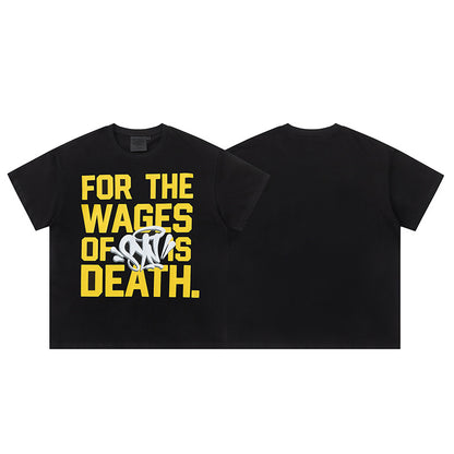 Black and Yellow Graphic Print Crewneck Short Sleeve Streetwear T-Shirt