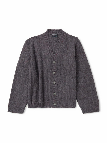 Asymmetrical Distressed Cashmere Cardigan - Tweed Gray