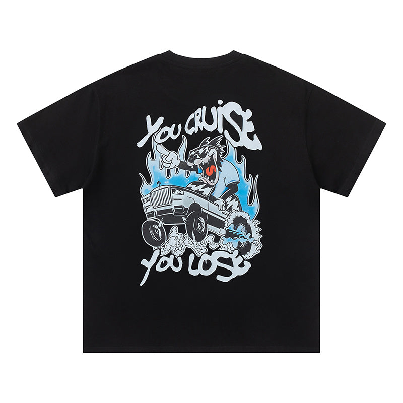Trapstar graphic short sleeve crew neck T-shirt with chest logo and illustrated truck back print - view 1