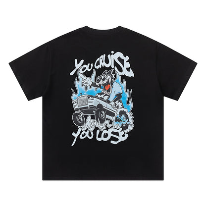 Trapstar Graphic T-Shirt, Crew Neck Short Sleeve Streetwear Tee With Truck Back Print