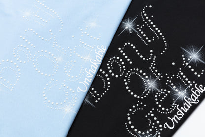 Don't Of Gem Rhinestone Script Oversized Tee Sparkle Stud Print Streetwear Short Sleeve T-Shirt