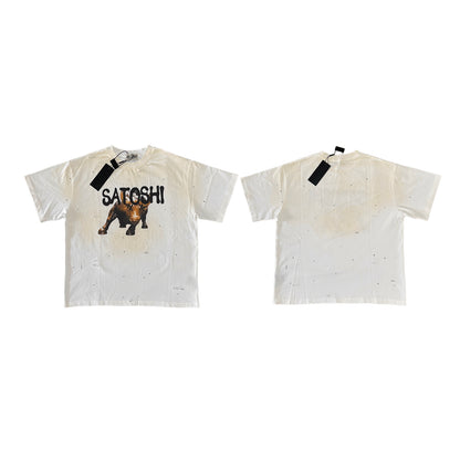 Wall Street Distressed Logo-Print Cotton-Jersey T-Shirt - White