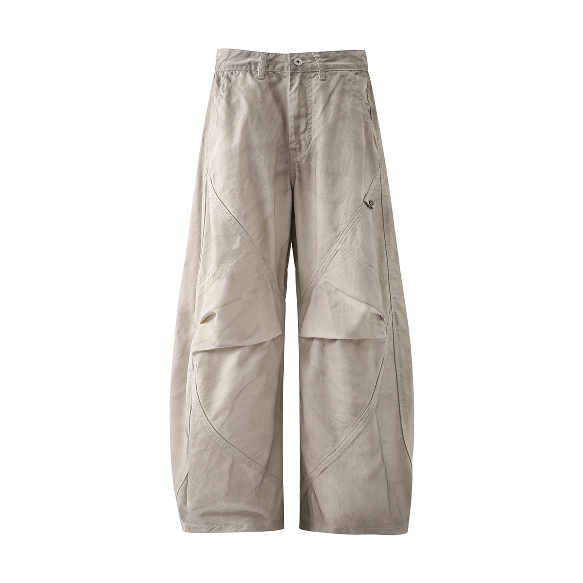 Diagonal seam wide leg cargo pants front view khaki