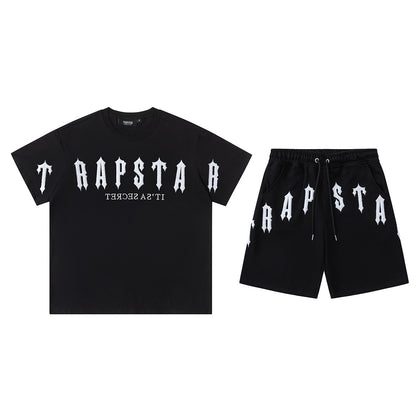 Trapstar Unisex T-Shirt and Shorts Set, Gothic Logo Streetwear Outfit