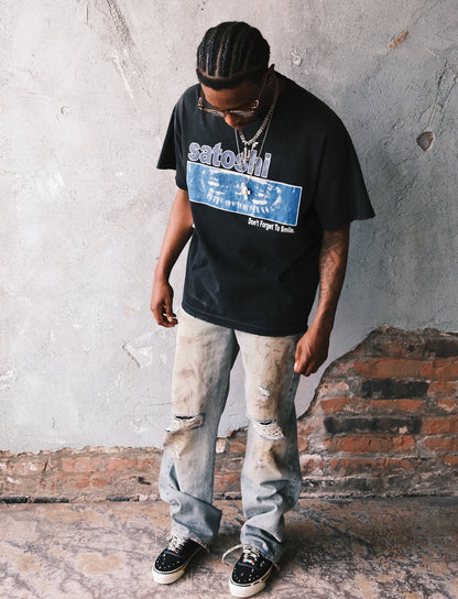 Don't Forget To Smile Tee - Washed Black