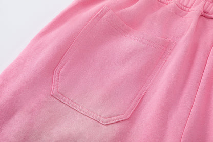 Elastic Waist Patch Pocket Sweat Shorts Solid Color Casual Jogger Summer Lounge Shorts | Pink Sweat