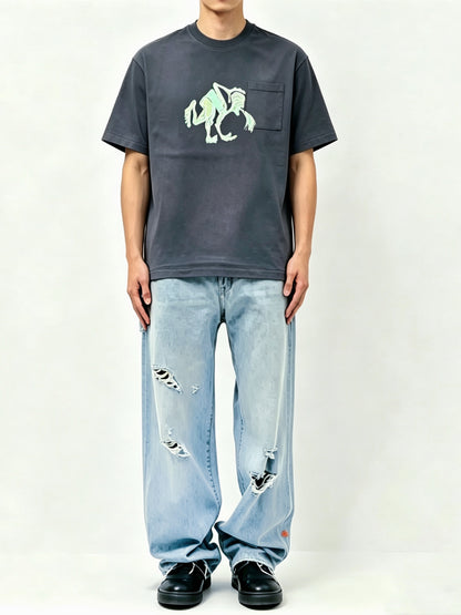 Distressed Logo-Patch Jeans
