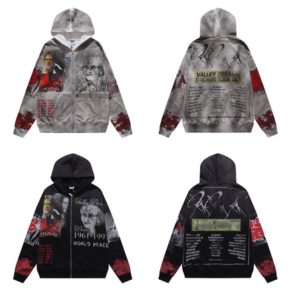 Vale Forever Diana World Peace Zip Hoodie Vintage Wash