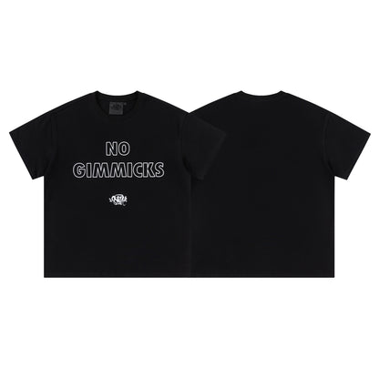 Unisex Black Graphic T-Shirt, No Gimmicks Print, Crew Neck Streetwear Tee