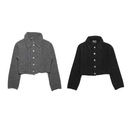 Collared Cropped Cardigan