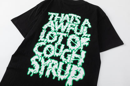 Slime Drip Graphic Tee Slogan Print Oversized Black Cotton Streetwear Casual Summer T-Shirt | Green Slime