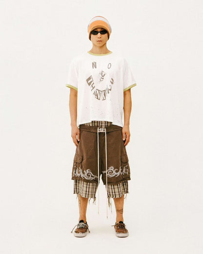 SECND SLF No Thank You Bee Ink Splash Short Sleeve Tee Off-White Washed Boxy Ringer American Vintage Streetwear | No Thanks Bee