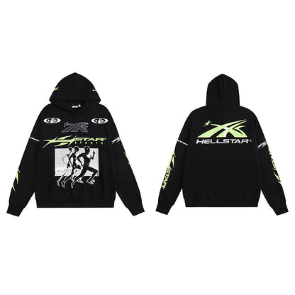 Hellstar Sports Lime Green Runner Graphic Hoodie 'Black'