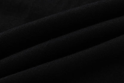 Ribbed Black Oversized Tee Structured Cotton Streetwear Casual Summer T-Shirt | Rib Noir