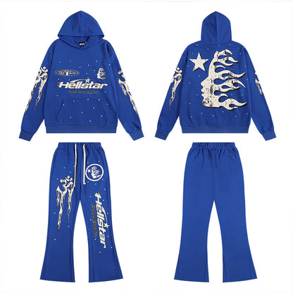 Hellstar Rhinestone Flare Logo Hoodie 'Blue'
