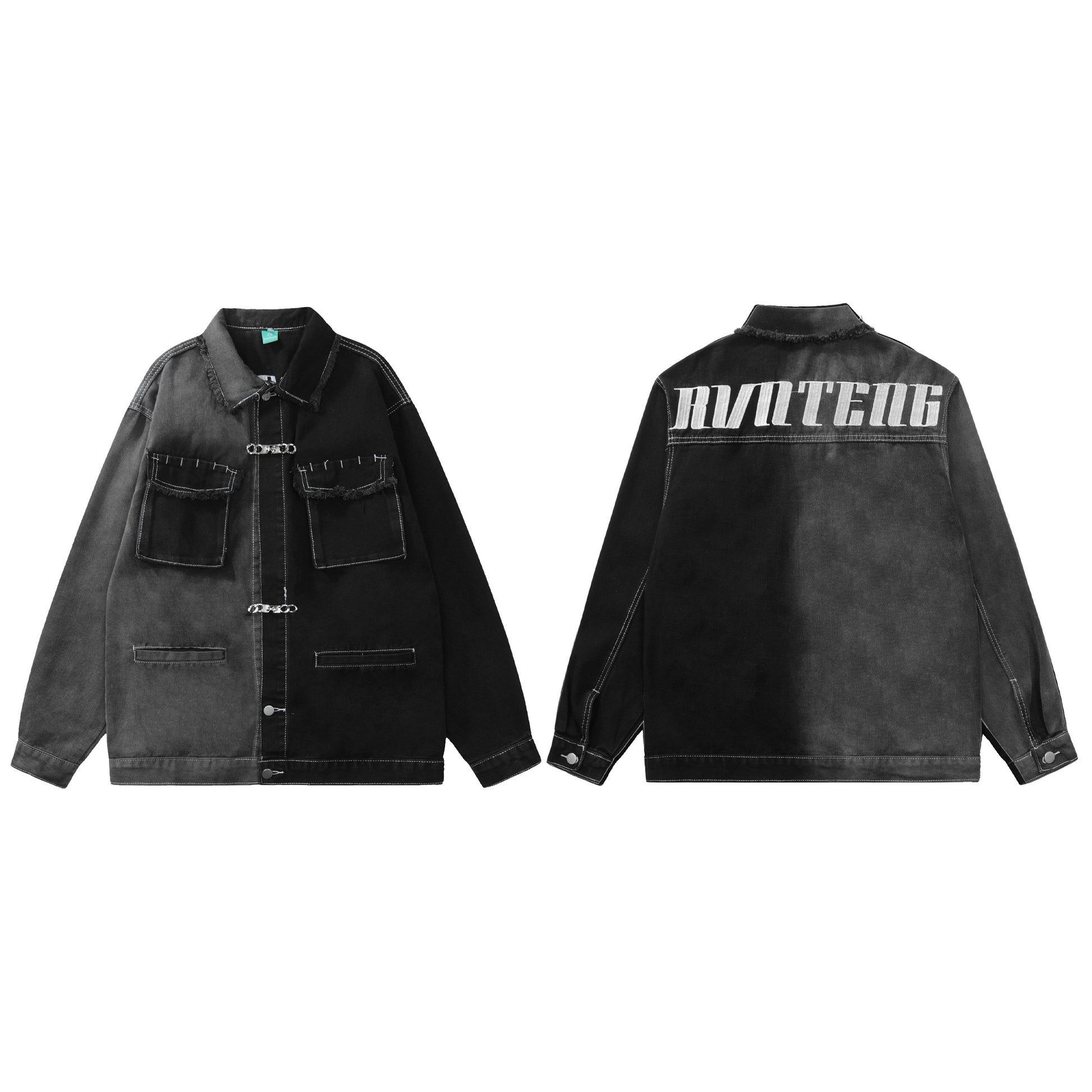 Black jacket front and back comparison RVNTENG