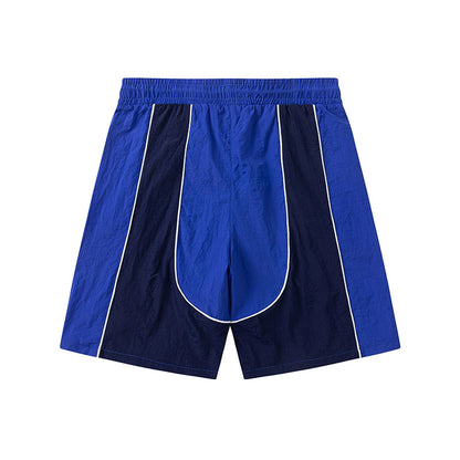 Drawstring Casual Shorts with Elastic Waist, Pockets and Contrast Piping