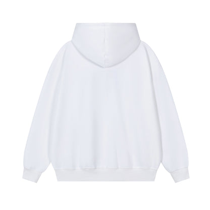 DuoMatch Courage Nice Time Arch Letter Applique Oversized Hoodie Silver Fox Fleece Streetwear Sweatshirt