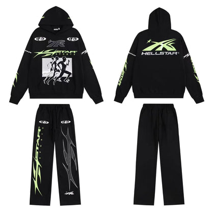 Hellstar Sports Lime Green Runner Tracksuit Set 'Black'