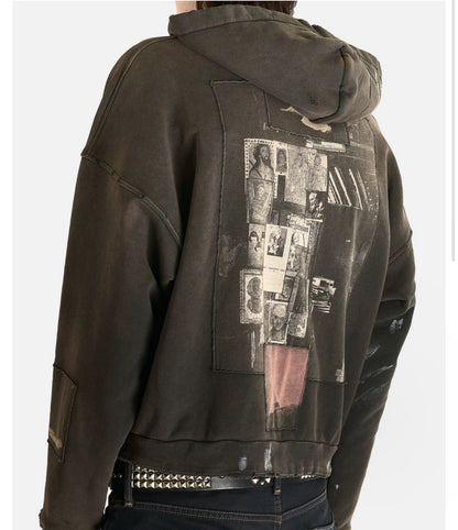 ERD Enfants Riches Deprimes Good With Revolver Zip Hoodie Washed Black 480g Patchwork Collage Art Photo Print Heavy Rework Streetwear | Revolver Hoodie