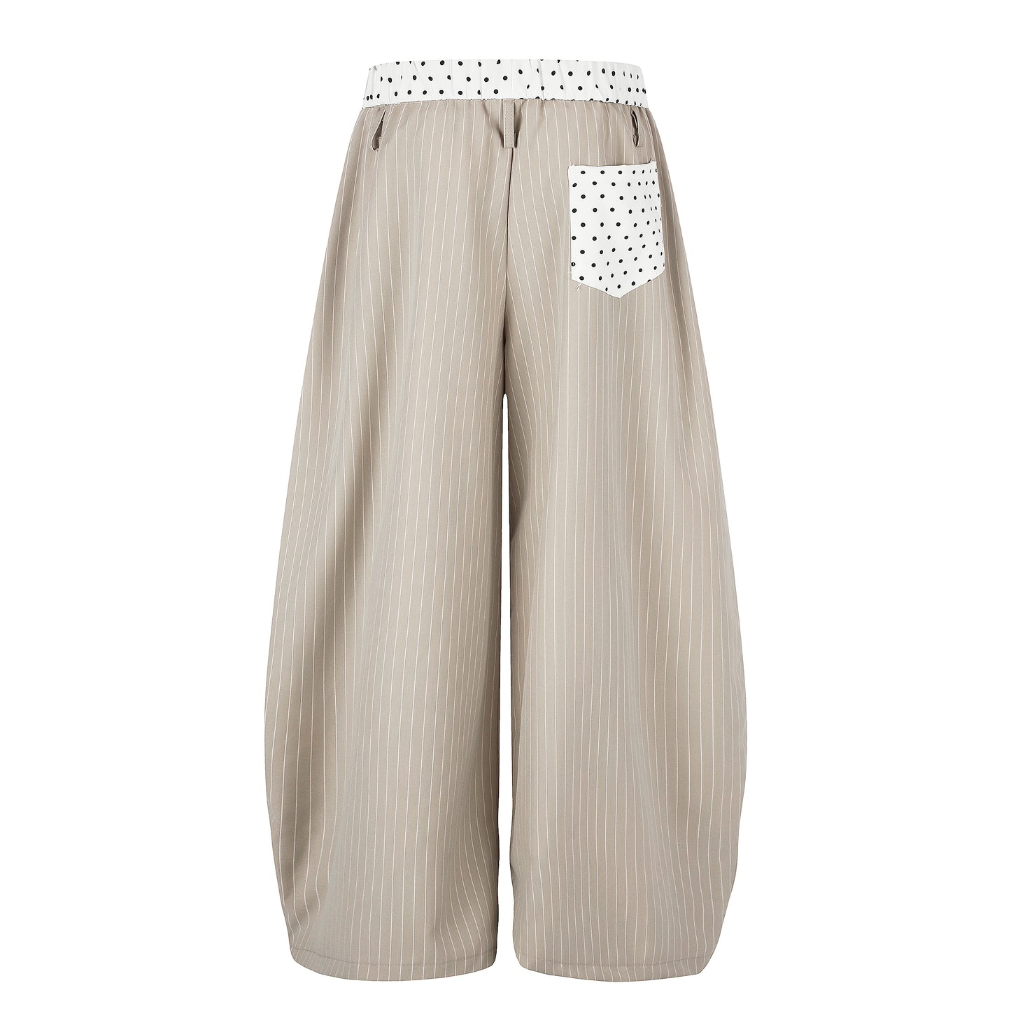 Women's TENG Embroidery Pinstripe Balloon Wide Leg Pants - Grey Front View